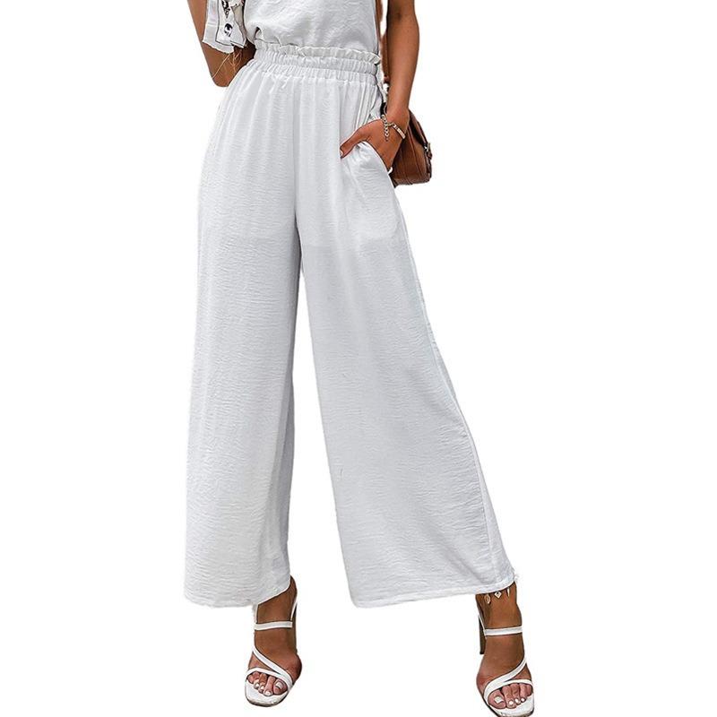 DAFIFY Women's Fashion Summer Spring Casual Solid Color Print High Waist Trousers Pants & Capris