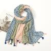 Women Autumn Spain Lovely Polka Floral Tassel Viscose Shawl High Quality Print Wrap Pashmina Stole Bufandas Muslim Hijab Snood