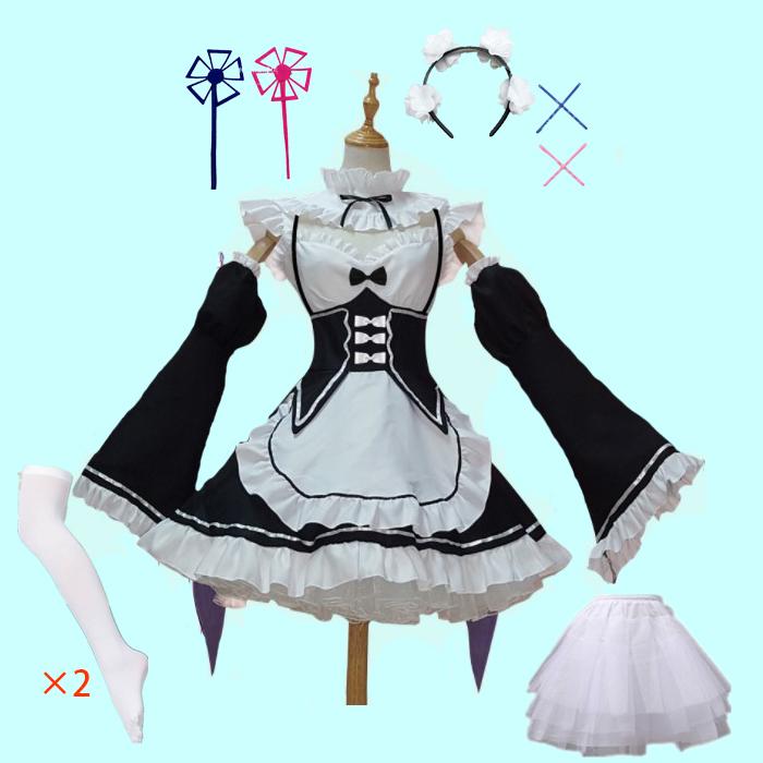 In Stock  Re:zero Kara Hajimeru Isekai Seikatsu Rem Ram Maid Cosplay Costumes  Kawaii  Dresses   Maid