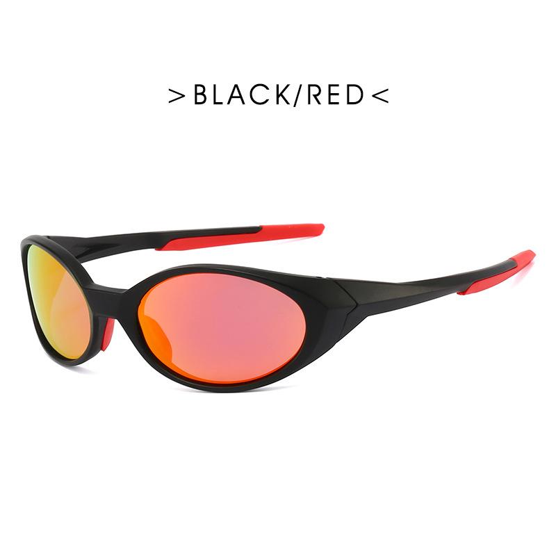 Outdoor Sports Polarized Sunglasses Women Men Unisex Oval Glasses Reflective Mirrored Lens Color Patchwork Shades
