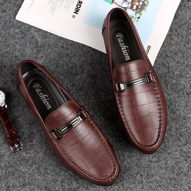 Fashion High End Brand Men's Genuine Leather Shoes Soft Sole Comfortable Loafers Interview for Commuting Men's Business Casual Shoes