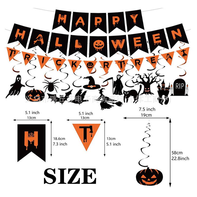 Halloween Party Decorations, Ghost Festival Bat Skull Ghost Pumpkin Spiral Pull Flag Decorative Set