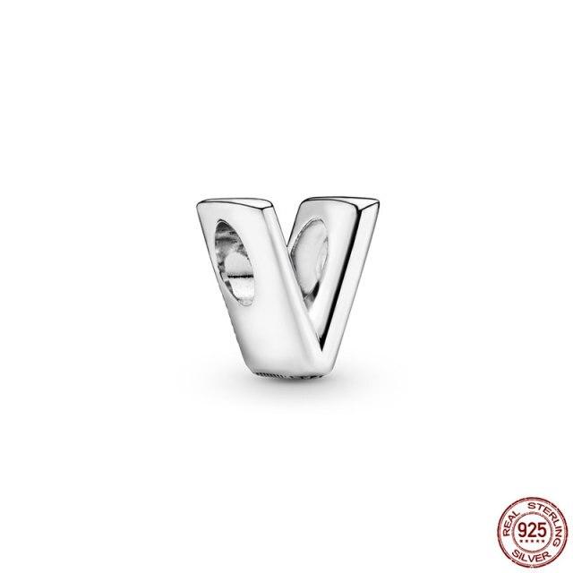 100% Γνήσιο μενταγιόν από ασήμι 925 αναμνηστικό γράμμα A-Z Series Beading Γνήσιο κόσμημα Panjia Charm βραχιόλι