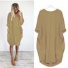 Women's Casual Loose Pocket Long Sleeved Chubby Girl Dress