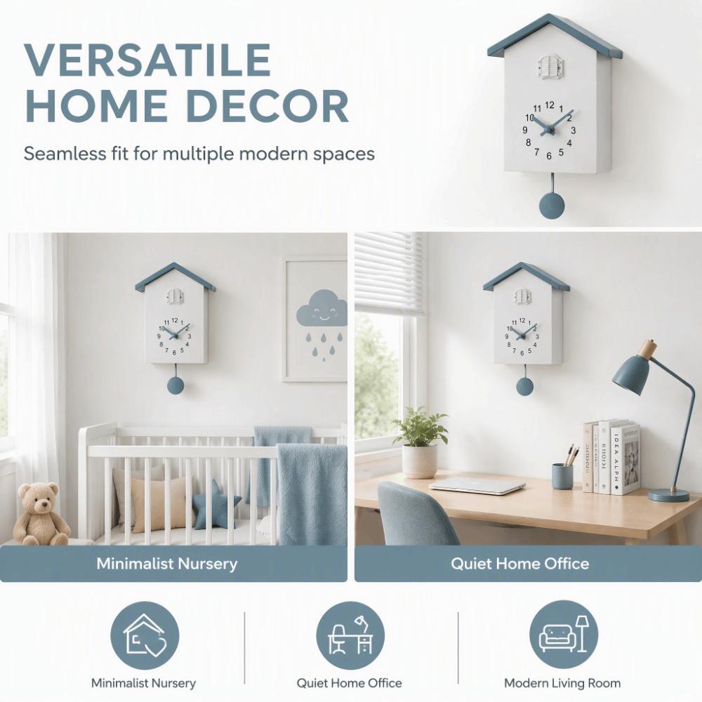 Timed Alarm Cuckoo Wall Clock Battery Powered Decorative Wall Clock Bird House Clock Bedroom Decor