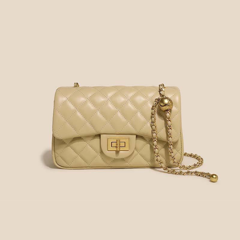 Hot-selling Leather Bags Women's Head Layer Cowhide Style Rhombus Chain High-end Armpit Single-shoulder Crossbody