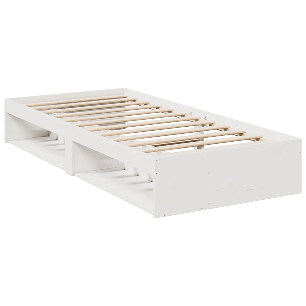 Łóżko Dzienne Bez Materaca Białe 75X190 Cm Lite Drewno Sosnowe