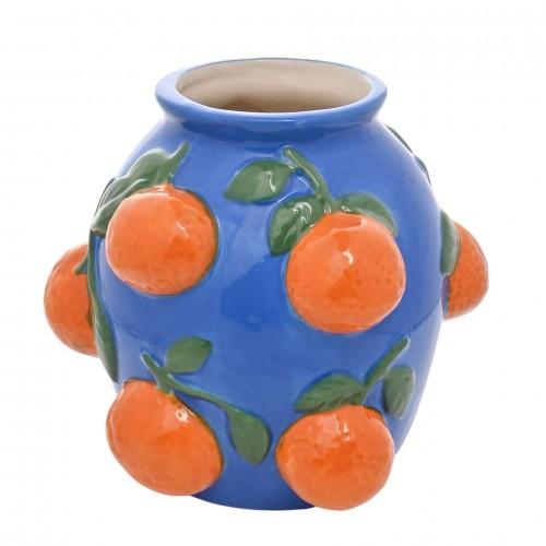 Hestia 14cm Blå Vase med Appelsiner