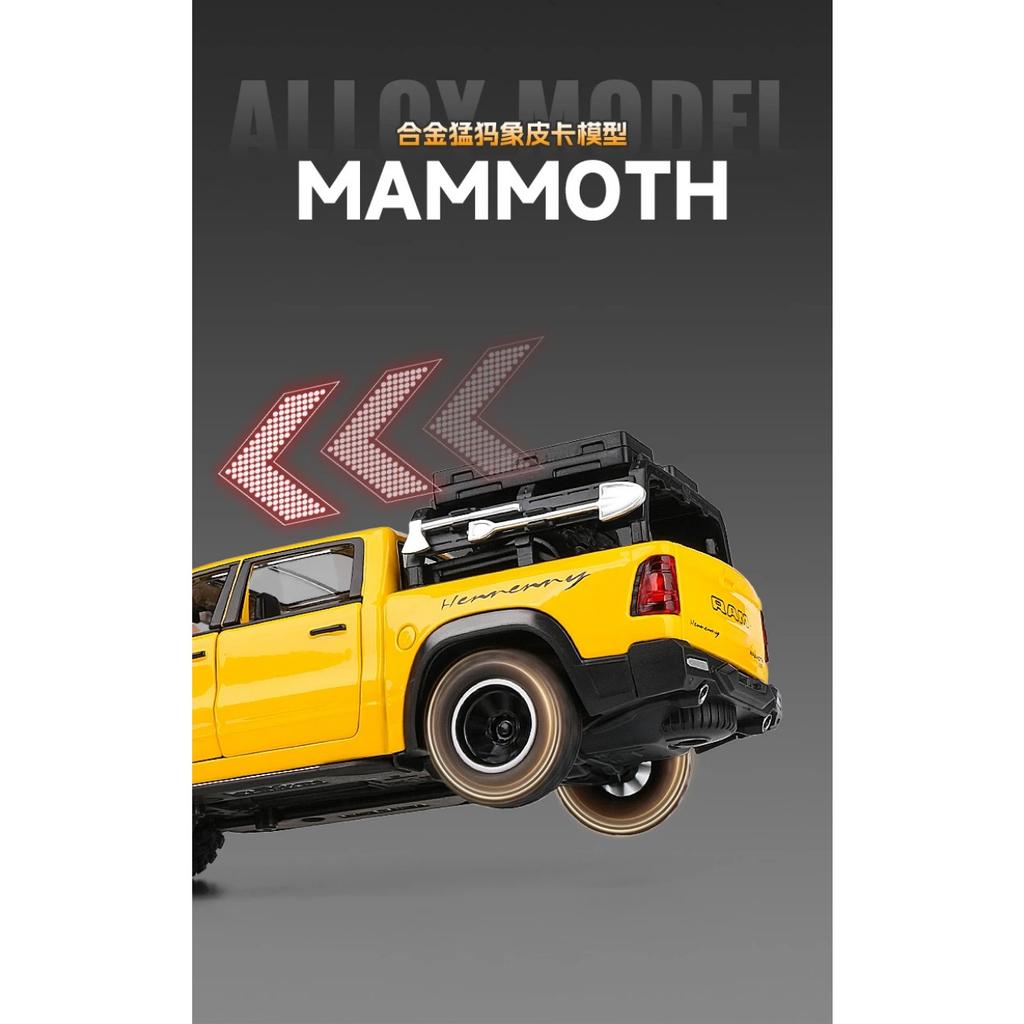 1/32 Dodge RAM 1000 TRX Mammoth Pickup Alloy Car Model Sound and Light Pull Back Children's Toy Collectibles Birthday Gift