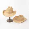 Chapeau de cowboy à large bord en crochet fait main en rafia naturel, style européen et américain, pour hommes et femmes, chapeau de paille d'ombrage d'extérieur