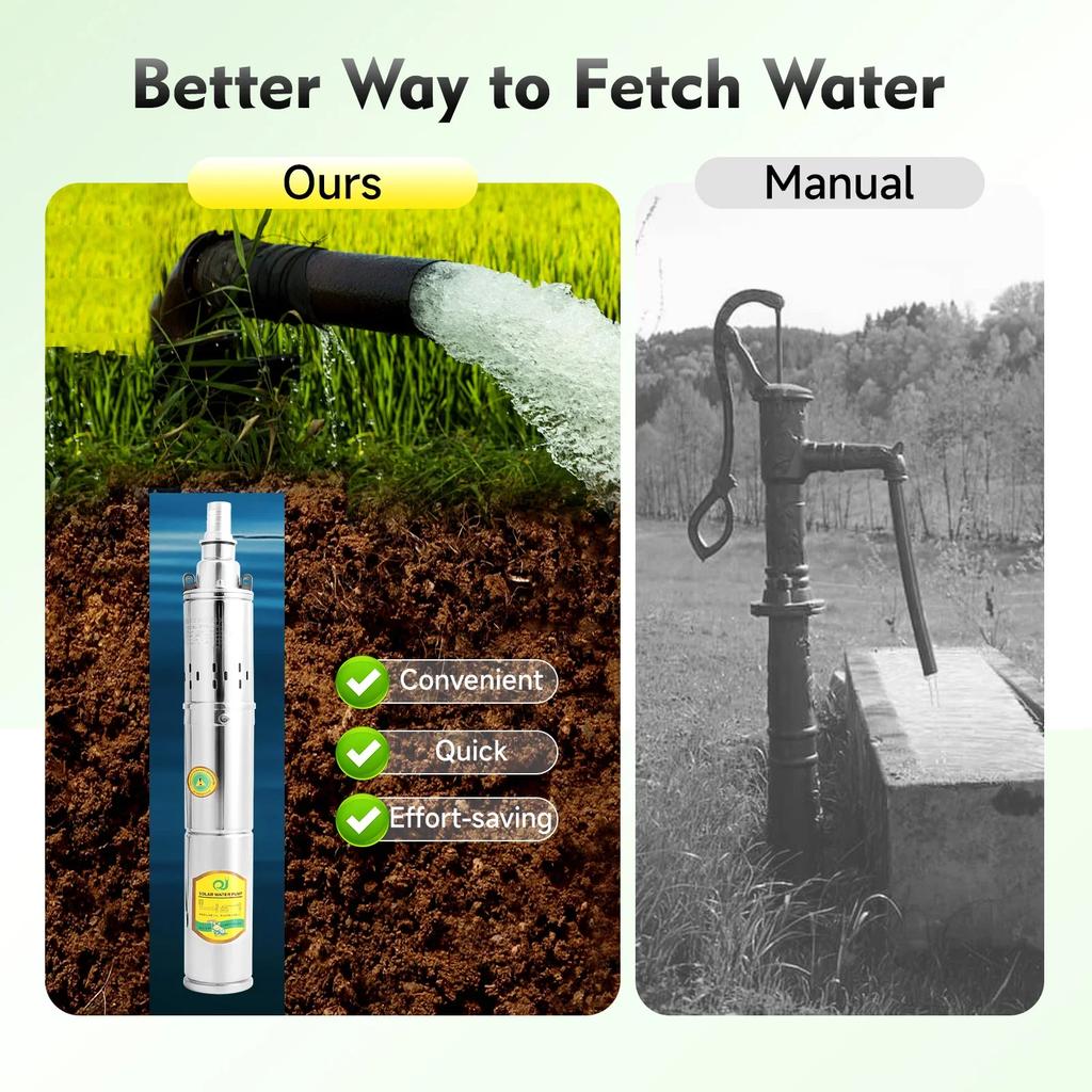 24V 370W Water Pump, Deep Well Submersible Pump with DC Pure Copper Motor 2850RPM for Irrigation, landscaping and Water Supply