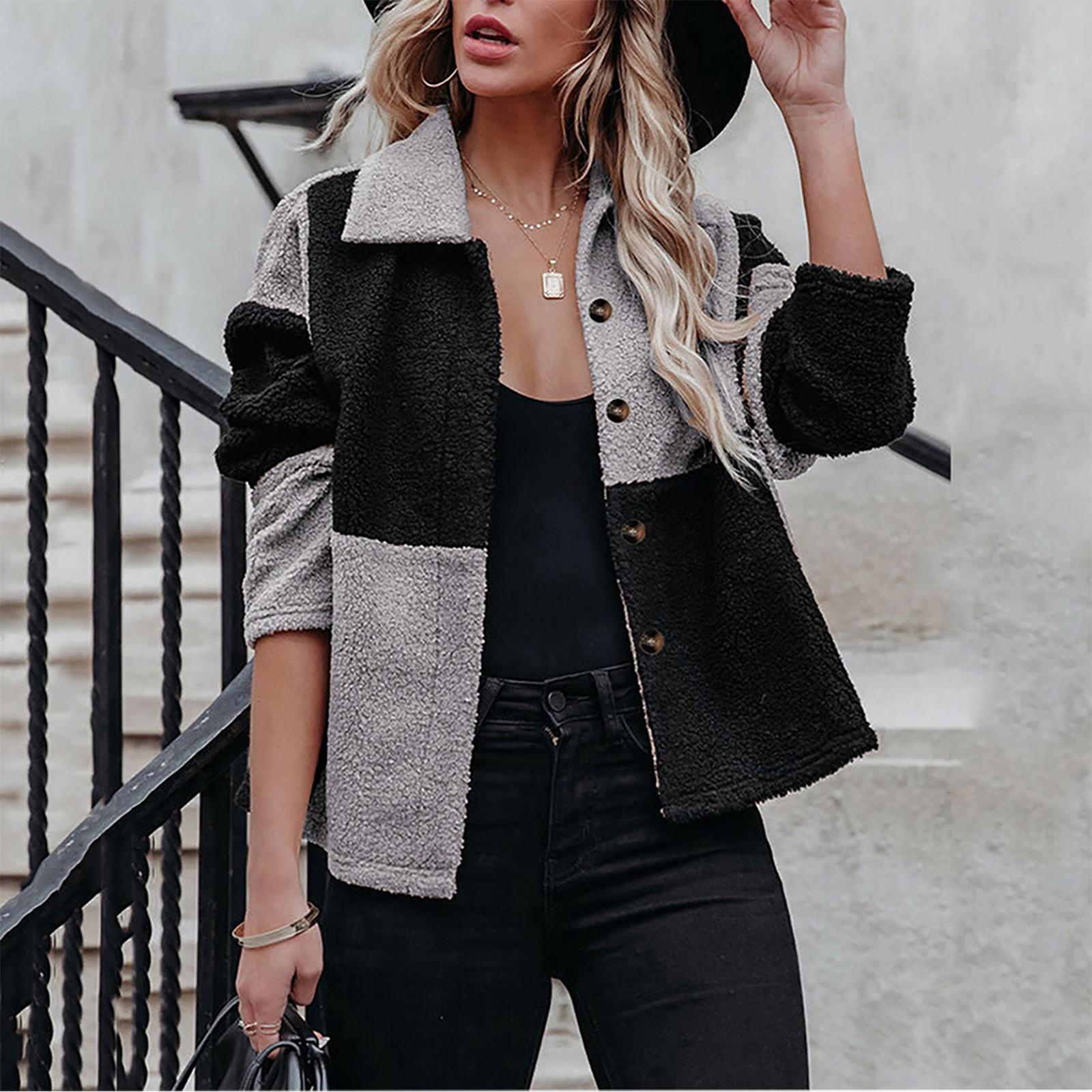 

Женский осенний модный твидовый жакет с длинными рукавами и пуговицами, топ M чёрный