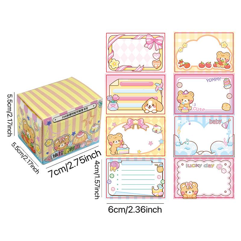 Cartoon Capybara Sticky Notes - Cute, Tearable, Adhesive Memo Stickers for Students 256 Notes/Box