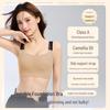 Camellia Women's Double Strap Seamless Rabbit Ear Bra - Slimming, Supportive Back, and Chest Minimizing Design