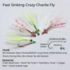 6 pezzi #4 Crazy Charlie Esca da Pesca a Mosca Amo Barbelato per Bonefish Bass Tarpon Acqua Dolce e Salata Mosche Affondanti Veloci