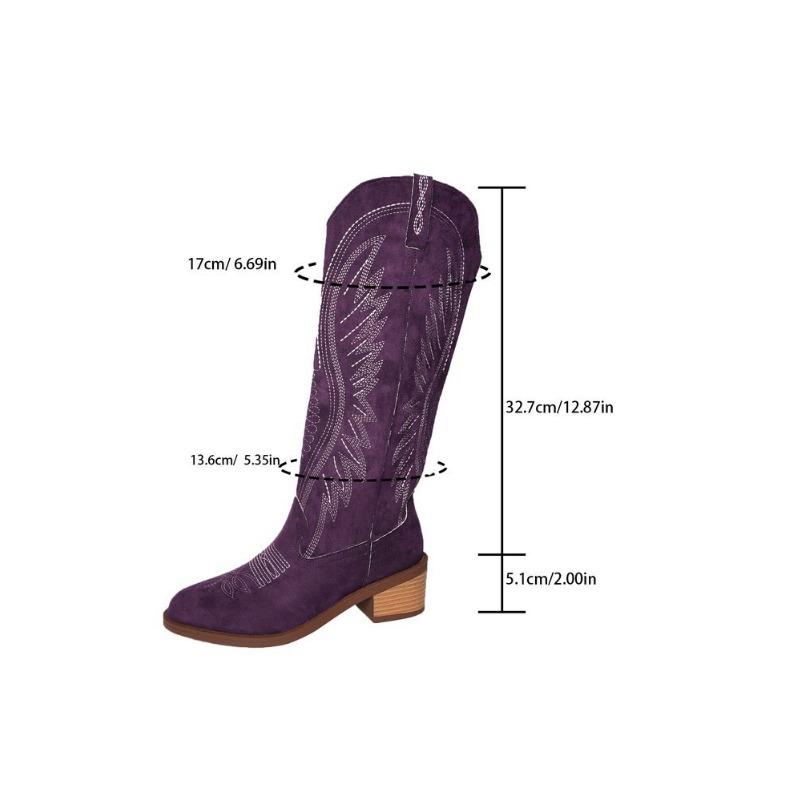 

Новые ретро вышитые ботинки Мартин большого размера женские осенне-зимние на толстом каблуке средней длины ботинки-рыцари короткие ботинки 43 фиолетовый