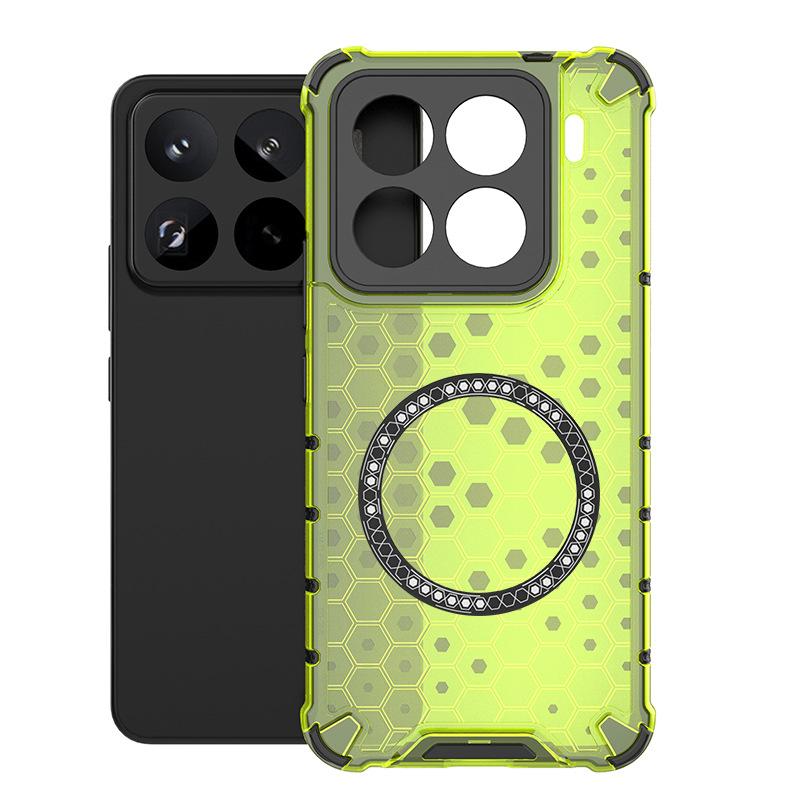 Applicable to Xiaomi 15TPro Honeycomb Magnetic Mobile Phone Case Xiaomi 15Pro Airbag Xiaomi 14T Anti-drop Protective Case