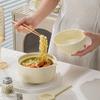 Cream Wind Ceramic Instant Noodle Bowl Creative Student Dormitory Canteen Lunch Box With Lid Spoon Large Bowl Instant Noodle Bowl Set