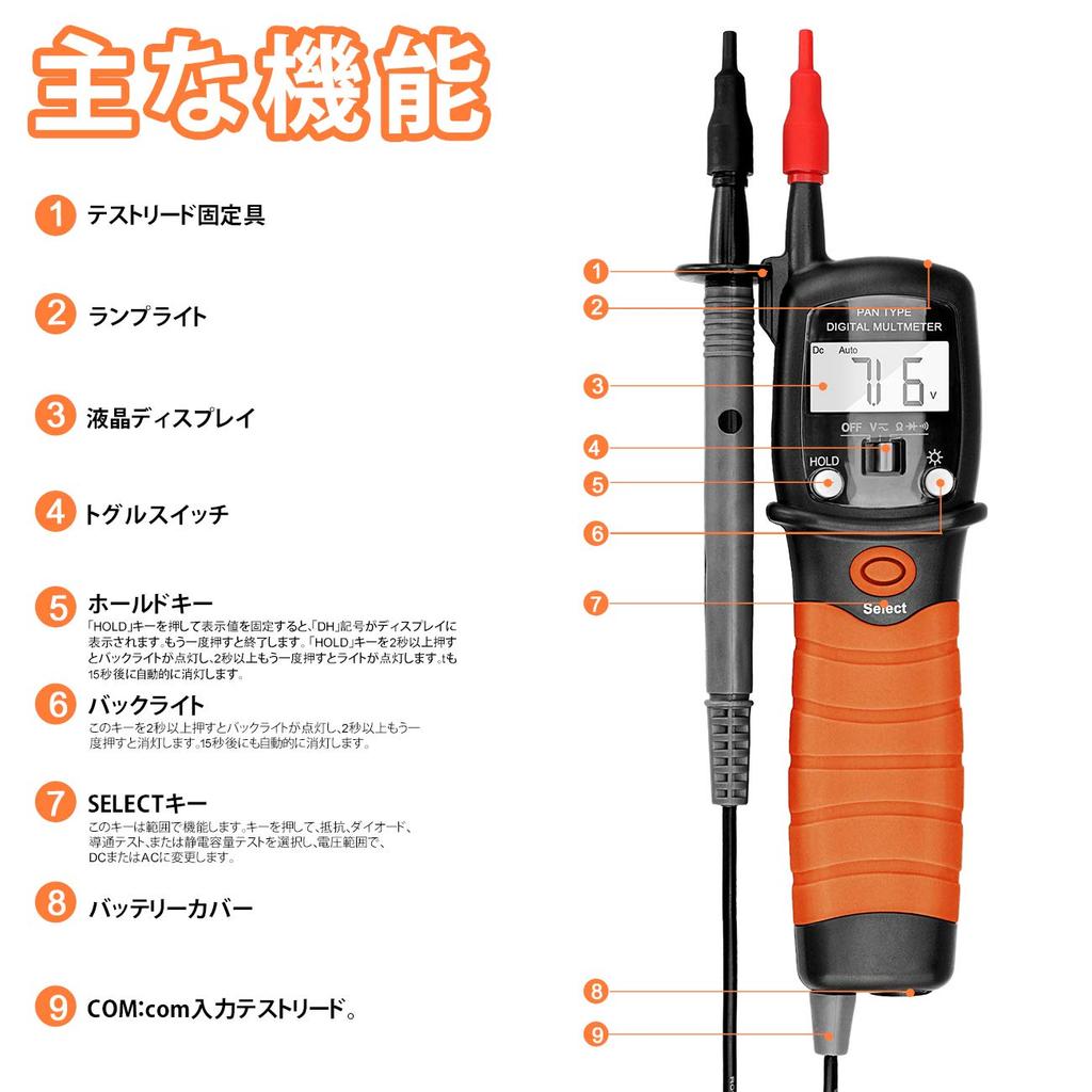 AIOMEST Digital Multimeter Handheld Voltage LED Display Voltmeter with Backlight and Voltage Meter Instruction Manual Pen-Type - AC/DC Tester,