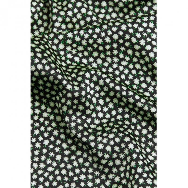 H M Balloon Sleeve Dress Black Floral 1133033001