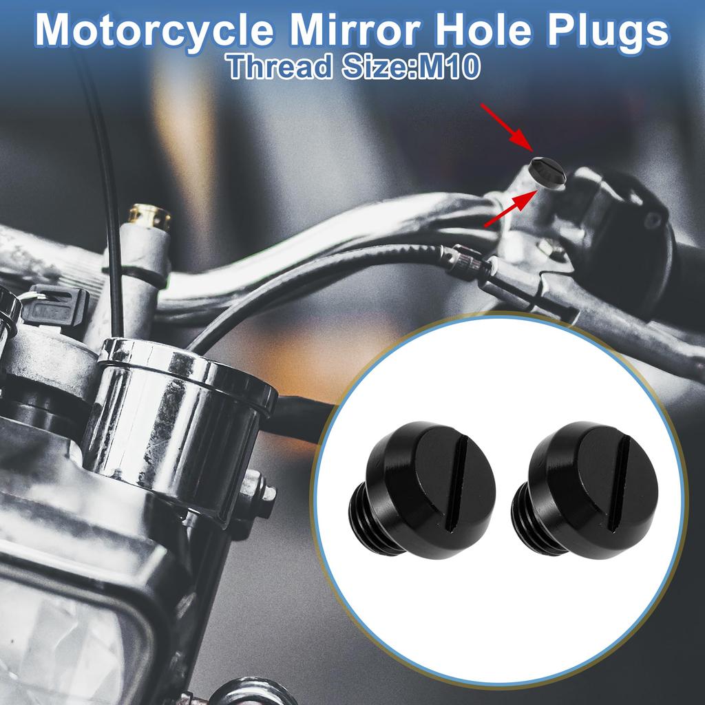 A ABSOPRO Motorcycle Mirror Hole Plug Left Hand M10x1.25 Black
