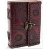 Handmade Leather Diary Embossed Antique Lock for Artist Sketchbook Size 7 * 5 Inch