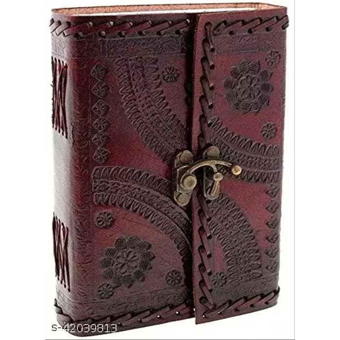 Handmade Leather Diary Embossed Antique Lock for Artist Sketchbook Size 7 * 5 Inch