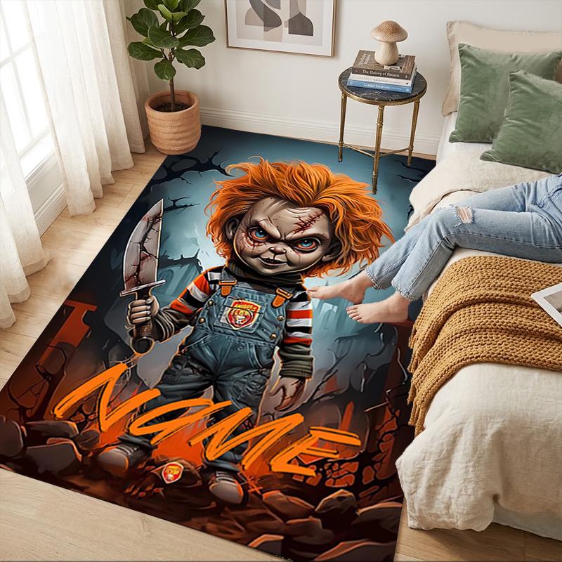 Personalized Name Horror Doll Living Room Non-Slip Area Rug Soft Carpet for Bedroom Playroom Sofa Office Home Decor Doormat