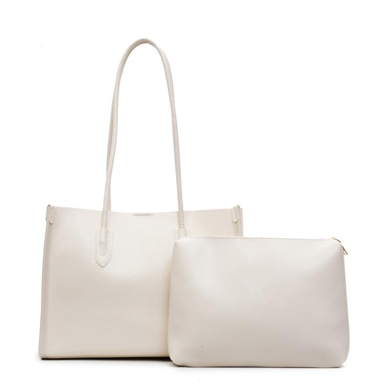 Solid Color Fashionable New Mother and Child Bag Pu Large Capacity Shoulder Casual Armpit Bag Tote Bag