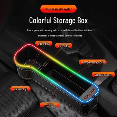 Multifunktionaler Autositz-Lücken-Organizer mit USB-Ladefunktion und Umgebungslicht