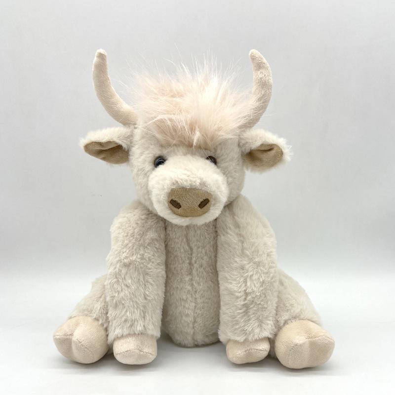 Scottish Highland Cow Sound Plush Doll with Long Hair 25cm Joint Movable (0.25kg)