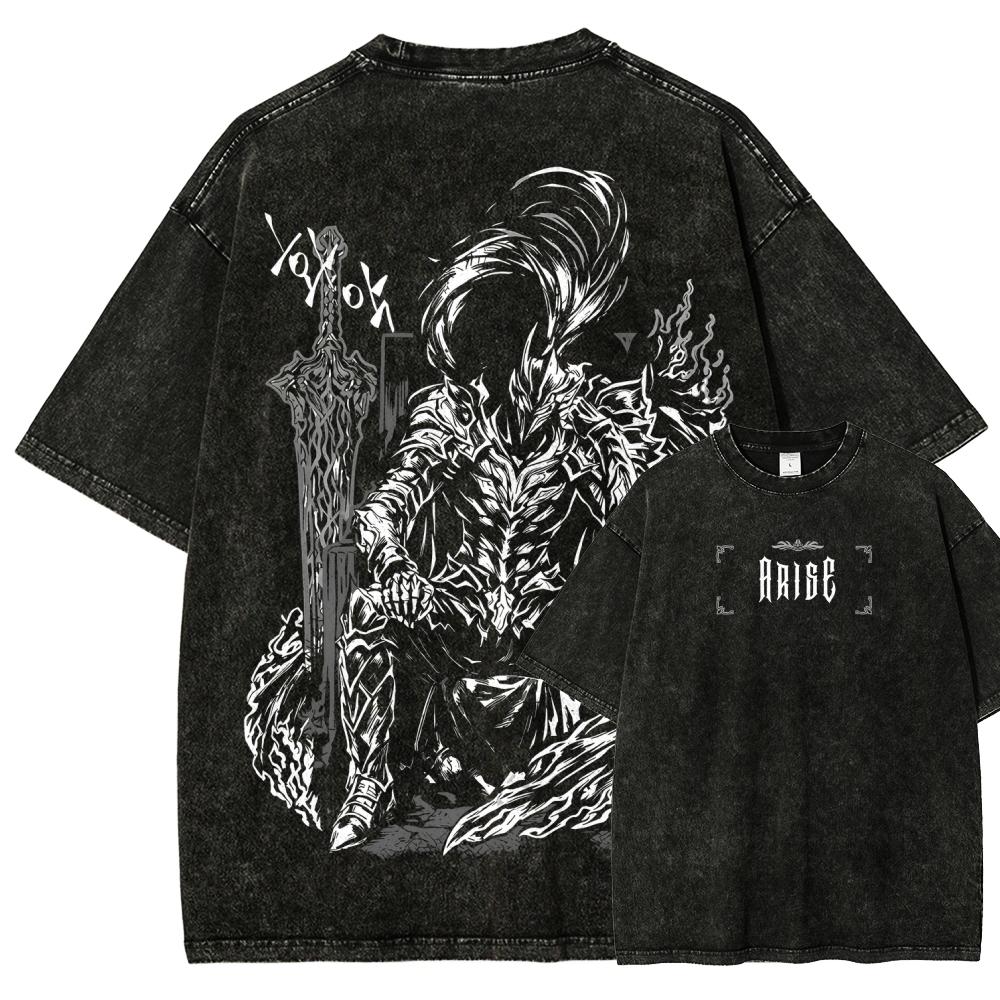 Solo-leveling Anime Lover Washed T-shirt Year round clothing high quality personality Clothes Plus Size Unisex New Model Couples tee