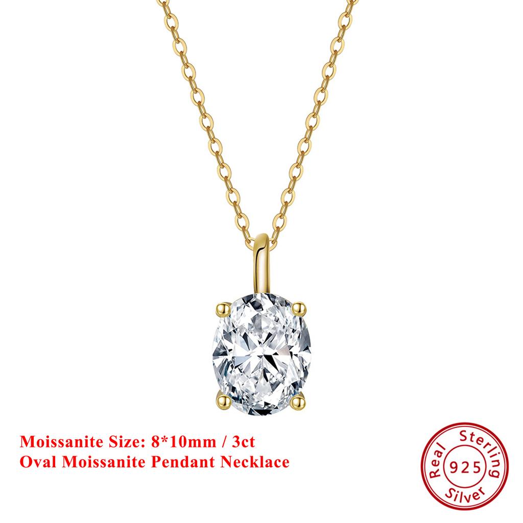 EFFIE QUEEN Elegant 1/2/3CT Moissanite Pendant Necklace 100% S925 Silver D VVS1 Diamond Shiny Neck Chain Wedding Party MON03