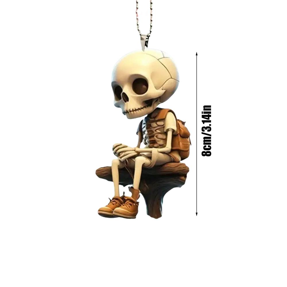 

2D акриловая ужасная фигурка скелета, череп, украшения для стола, Хэллоуина, зеркало заднего вида автомобиля, декор, дисплей, автоподвеска