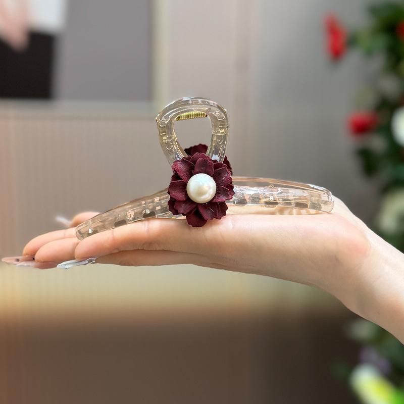 

2024 Summer Pearl Flower Grab Clip Female Cute Hairpin Headpiece Hair Back Of Head Large Shark Top