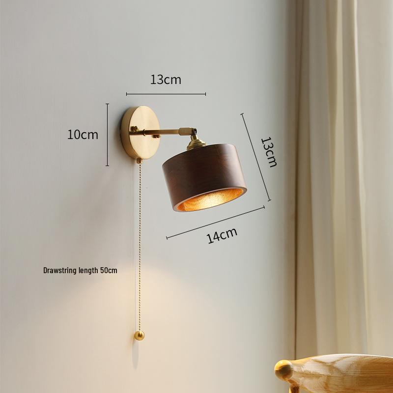 Nordic Minimalist Copper Rotatable Wall Lamp for Bedroom and Living Room