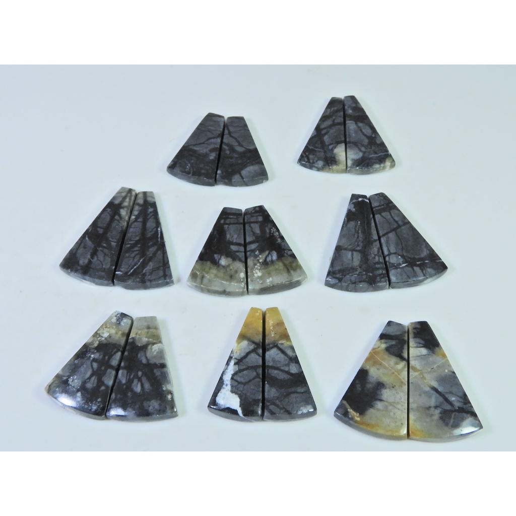 155Cts.Natural Picasso Jasper Matched Pair Fancy Cabochon Gemstone 8Pair Lot C-784