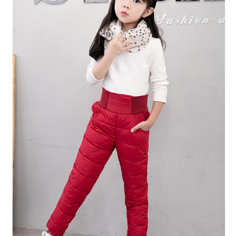 Casual Kids Boys Girls Winter Pants High Waist Padded Warm Trousers Teens Waterproof Ski Thick Pants