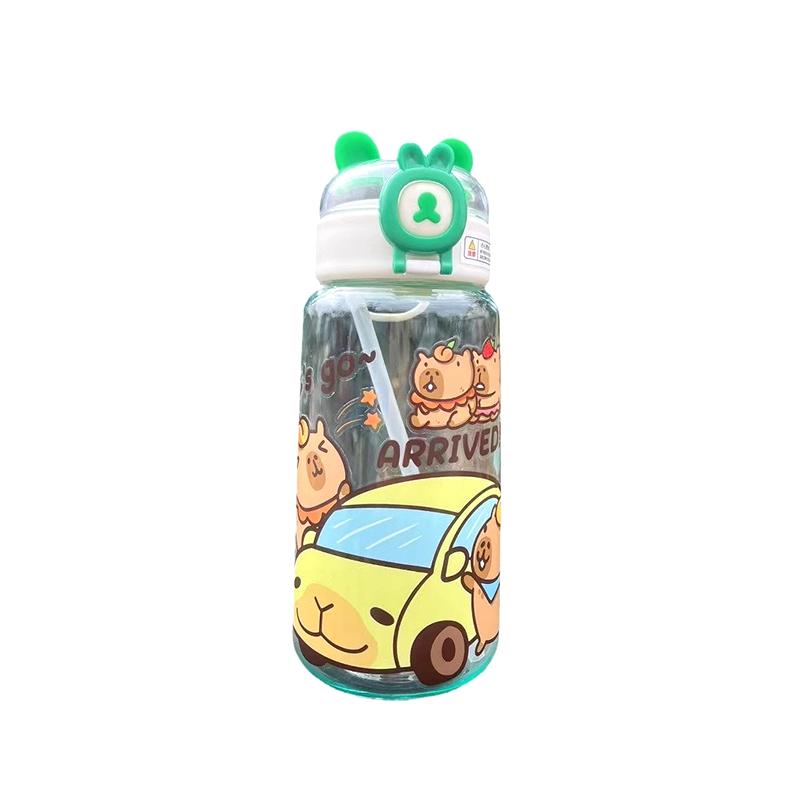 Capybara Cartoon 500ml Tragbare Wasserflasche mit großer Kapazität Sport Trinkbecher Studenten Plastikwasserbecher Wasserflasche