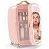 Mini Frigider 6 Litri LED Oglindă Frigider Cosmetice Roz