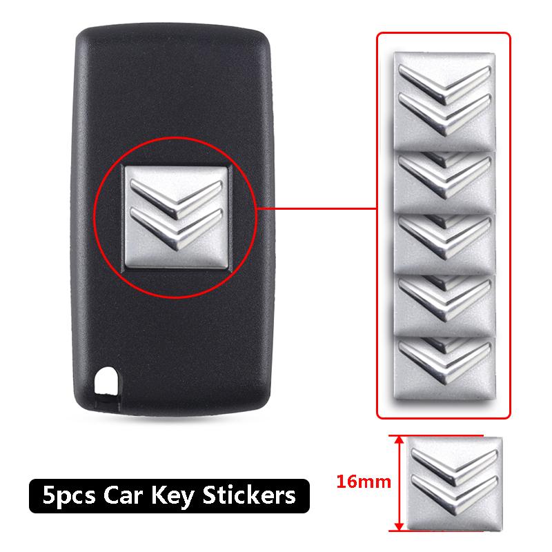 5 Pièces Autocollants Emblèmes Métal Aluminium Clé de Voiture Pour Citroen C1 C2 C3 Vts C4 Saxo C4L C5 C6 C8 Xsara Picasso Berlingo Cactus aoh123