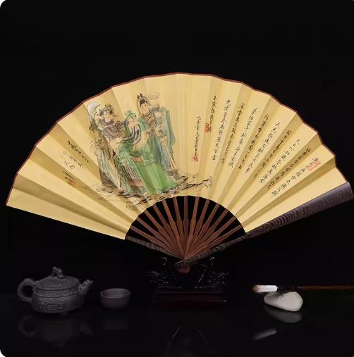 

Складной веер, расписанный вручную, куриные крылышки, деревянная ручка, китайский стиль, каллиграфия Сюань, пустой, ретро, классический, подарок для мужчин 10-inch