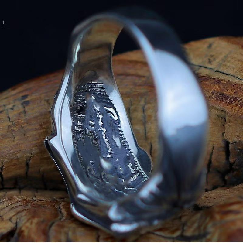 New Double-sided Good and Evil Ring Clown Zinc Men's Retro Trendy Ring Gothic Style Handmade Open Ring