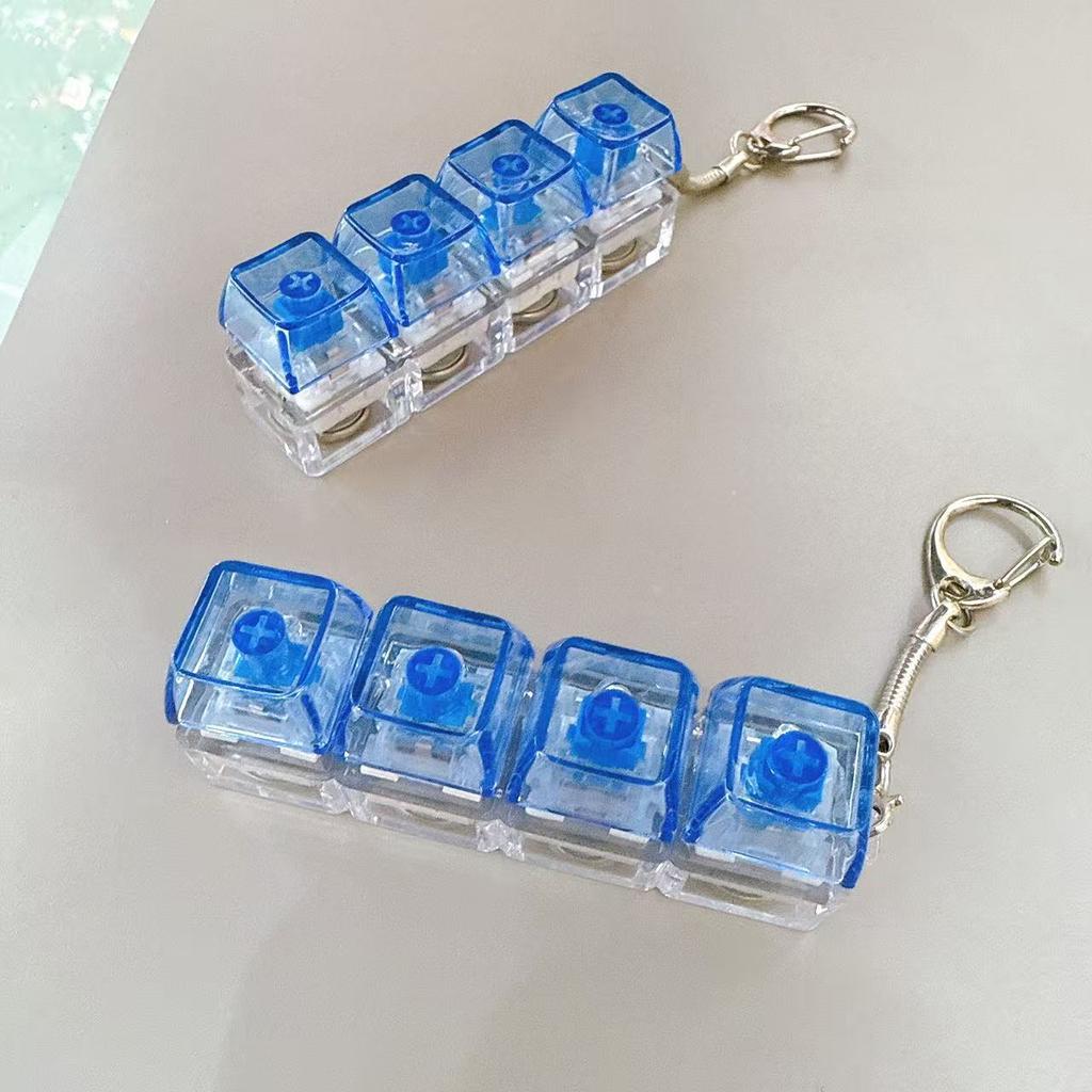 New Keyboard Fidget Toys LED Crystal Keycap Keychain Stress Relief Fingertip Gadget Decompression Toys Clicker Fidget Toy