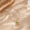 Fresh‑Sweet‑Tone Small‑Cherry Micro‑Inlaid Women Necklace, Fashion Temperament Versatile Exquisite High‑Sense Collarbone Neck Accessories
