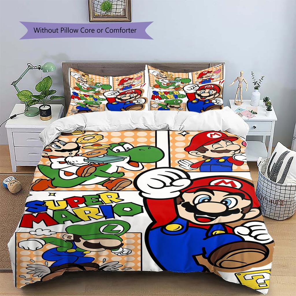 Super Mario Poster Duvet Cover & Pillowcases, Mario Fan Bedroom Bedding, Perfect Gift.chl