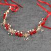 Fascia Rossa da Sposa Coreana con Rosa e Strass per Matrimonio