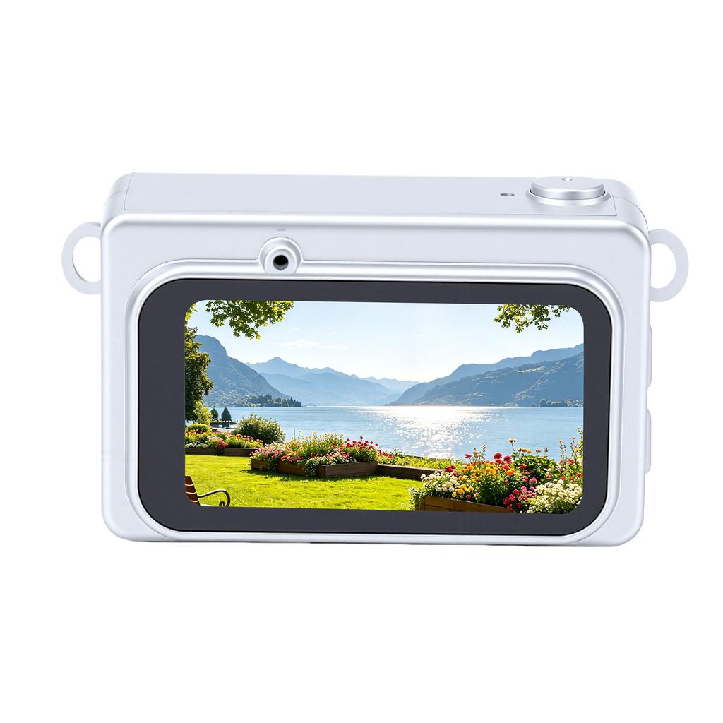 Keychain Camera 1080P HD Tiny Retro Digital Camera with LED Light Filters for Teenagers Adults Photography Travel White