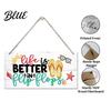 Summer Holiday Gift for Home Wood Sign Front Door, Tropical Beach Hanging Welcome Coastal Style Terrace Decor Sign, Rustic Wooden Door Hanger