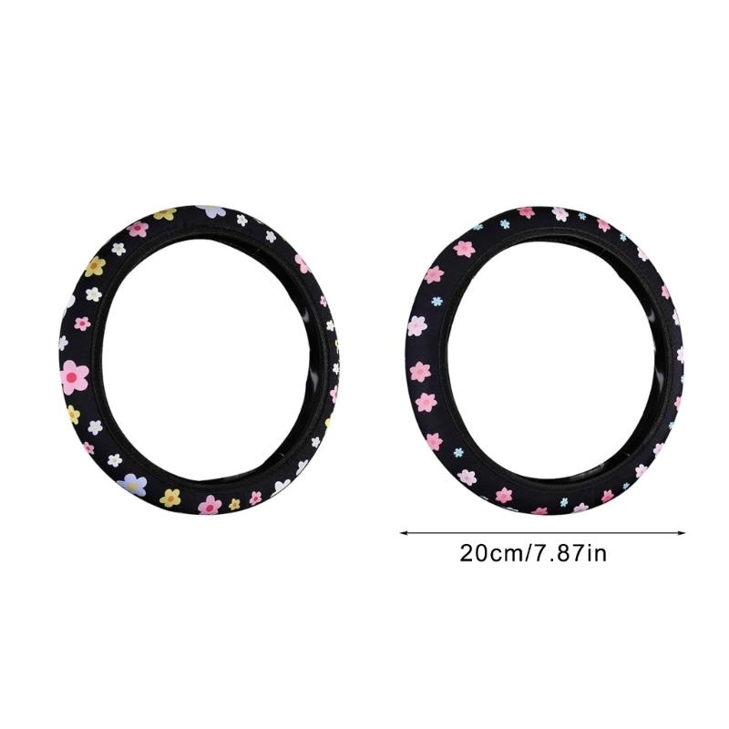 Elegant Auto Steering Wheel Covers with Flower Pattern, Soft Fabric Grip, Secure Comfortable Driving Quick Installation